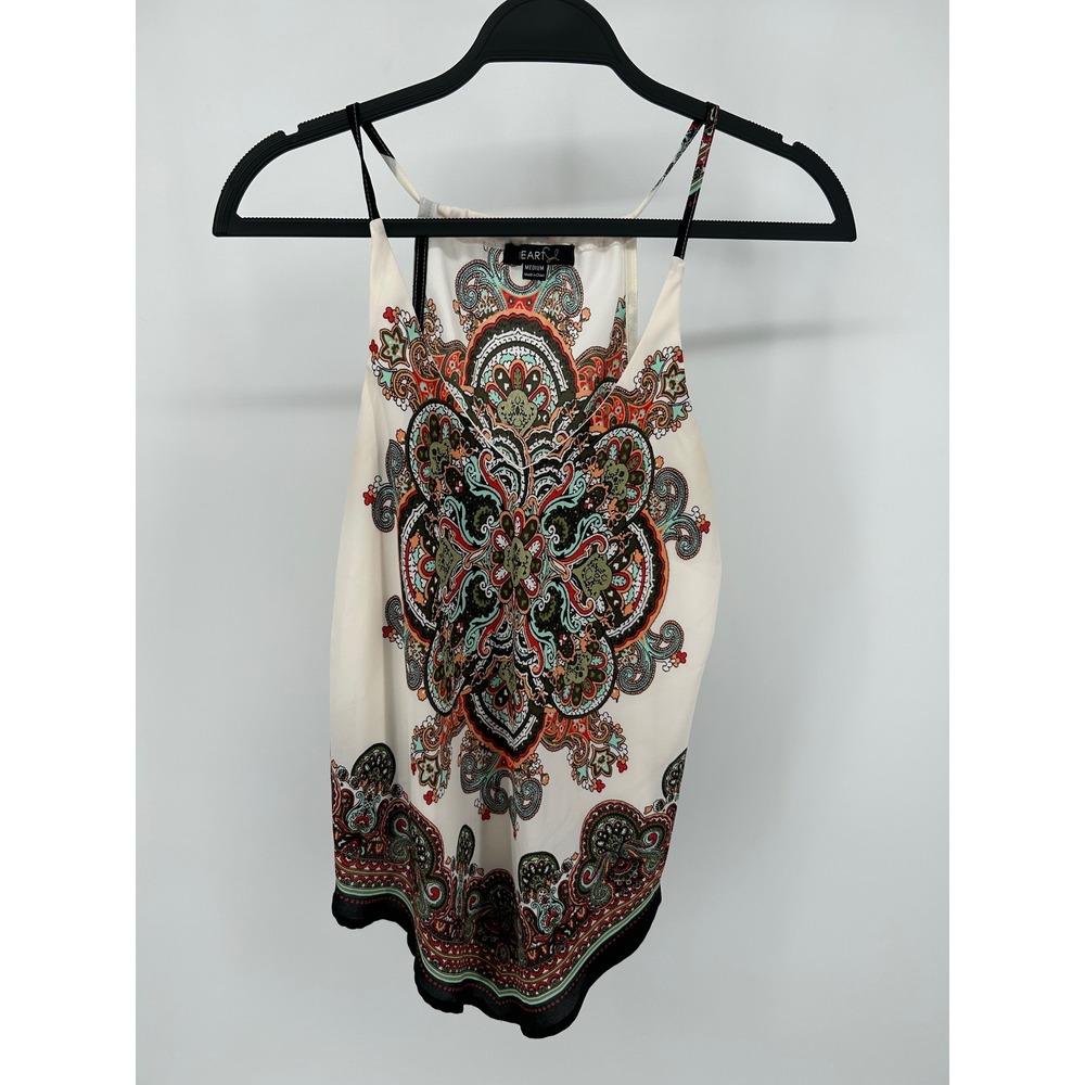 Heart & Soul Womens Paisley Handkerchief Hem Cami Top Multi Color Medium